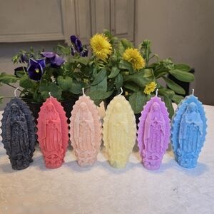 Custom Virgin Mary Statue Candles – Choose Your Color & Scent!